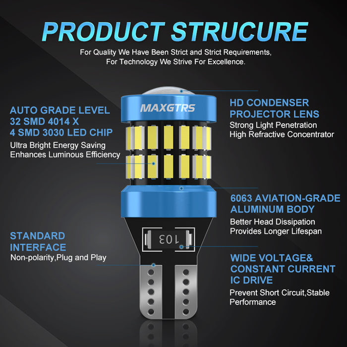 Lampadine LED T10 W16W 6000K - 4PCS, 15 SMD, Canbus Error Free, Per Retromarcia E Freno, 12V-24V - Foto 6