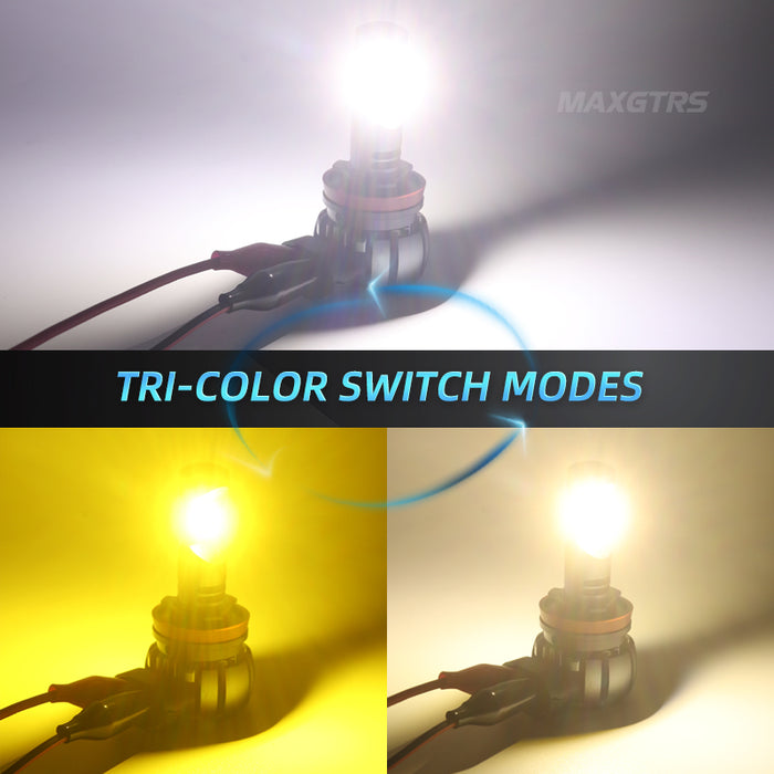 2× Dual/Tri Colors Switch H3 H8/H11/H16(JP) 9005/HB3 9006/HB4 LED Bulbs Headlight Auto Fog Light