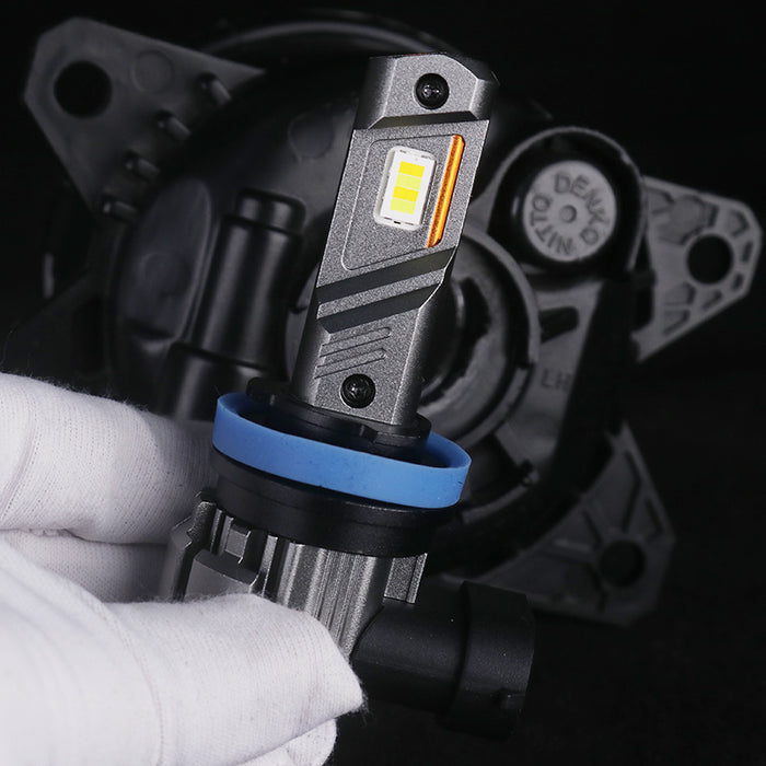 2x 18000LM H11 H8 H9 LED Headlight Bulbs Fanless 6500K White 9005 HB3 Fog Beam 9006 HB4 Double Colors Light Driving Lamp