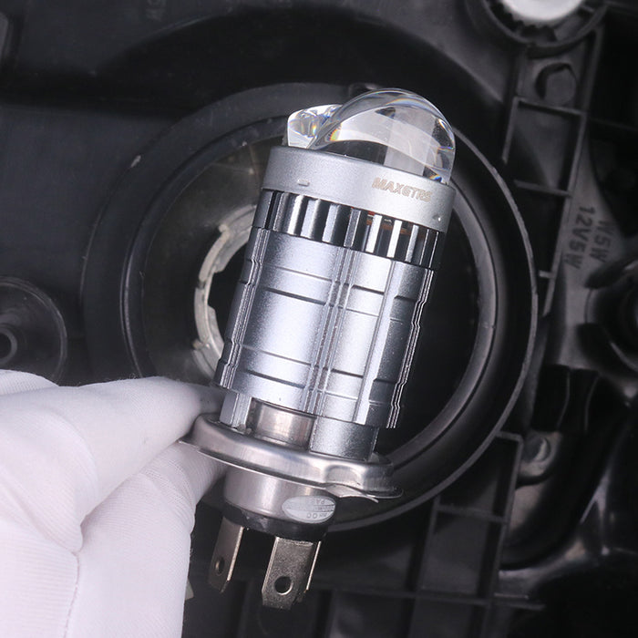 1× Super Bright H4 LED Headlight Bulb Projector Double Lens 55W 6000K Canbus Hi/Lo Car Motorcycle Headlamp with Turbo Fans 12V