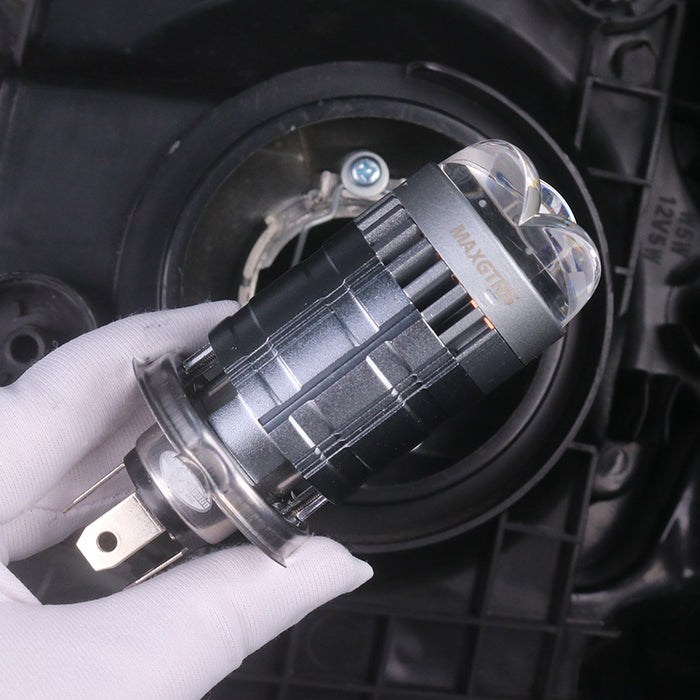 1× Super Bright H4 LED Headlight Bulb Projector Double Lens 55W 6000K Canbus Hi/Lo Car Motorcycle Headlamp with Turbo Fans 12V