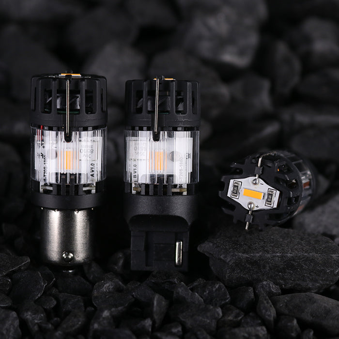 2x 3100LM High Power 1156 BA15S BAU15S PY21W Canbus No Hyper No Error With Fan T20 W21W Amber Yellow For Tuan Signal LED Bulb