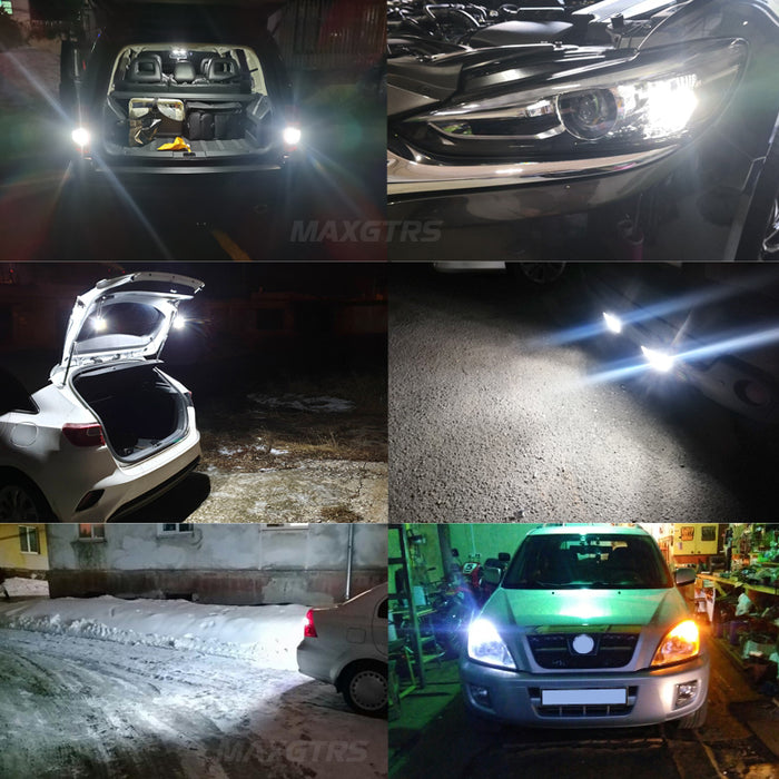 2x Strobe Flash 1156 P21W 7440 BA15S W21W LED Auto Reversing Lights 4014 SMD Car Reverse Light Stop Tail Bulbs 12V 24V White