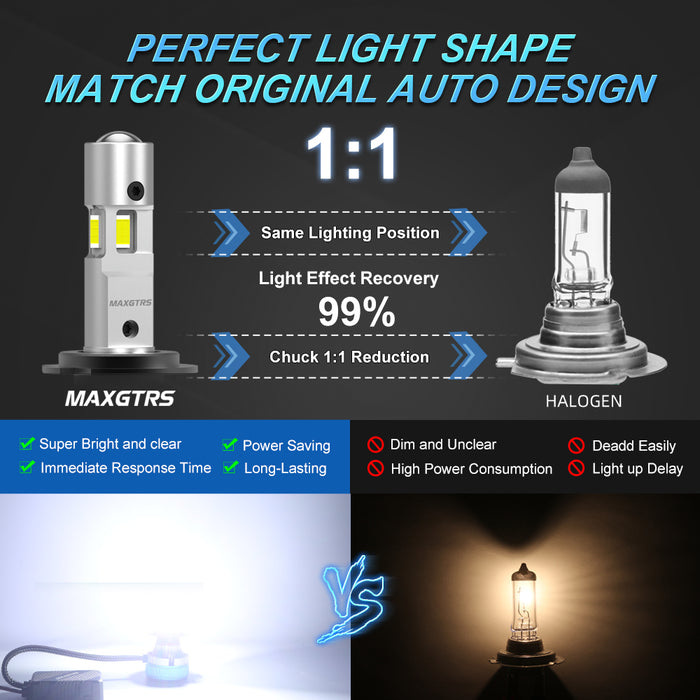 2x Three Sides Shine H7 H4 H11 Led Lamp Lens Tube Lights H8 HB3 9005 HB4 9006 9012 12V Canbus For Car Led Headlight Bulb