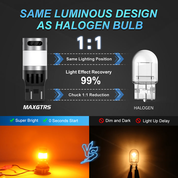 2× T20 WY21W 7440 Bau15s PY21W Amber Yellow 1156 BA15S P21W Canbus LED Turn Signal Light Bulb Anti Hyper Flash Indicator Lamp