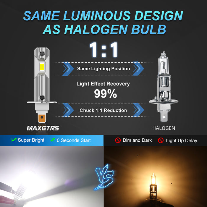 2× H1 Auto lights Car Led Bulbs 3570 Chip 6500K/4300K Wireless Fog Lamp Car Headlight