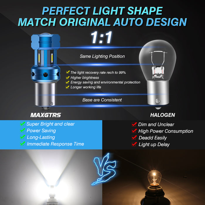 MAXGTRS P21W BA15S 1156(180°) LED Bulb CANBUS Reversing light Super bright  3570 Chip 6500K White Error Free Blinker Anti Hyper Flash 24W 4000LM lamp