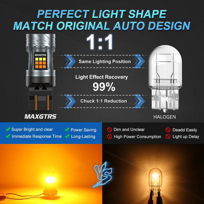 2x 1157 BAY15D P21/5W T20 7443 W21/5W T25 3157 Canbus LED Bulb Yellow Amber For DRL