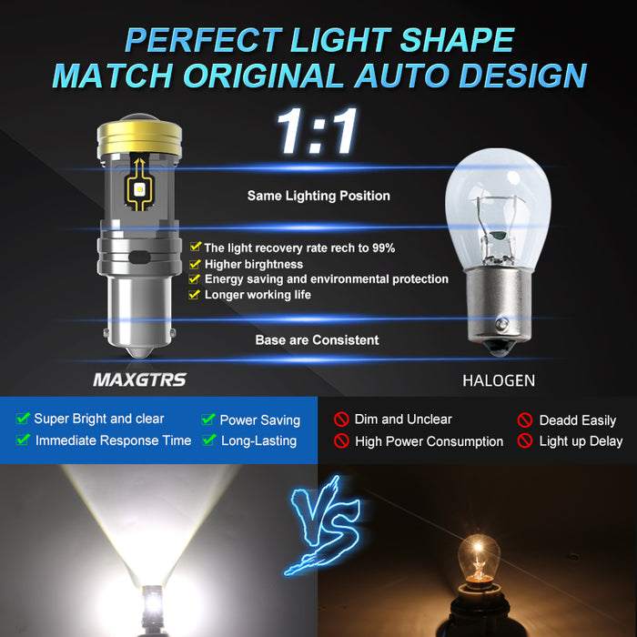 LED Car Lights Bulb  MAXGTRS - 2× 1156 BA15S P21W S25 T20 7440 High Power  LED Bulbs Canbus Reverse Light Backup Tail Lamp Turn Signal Light — maxgtrs