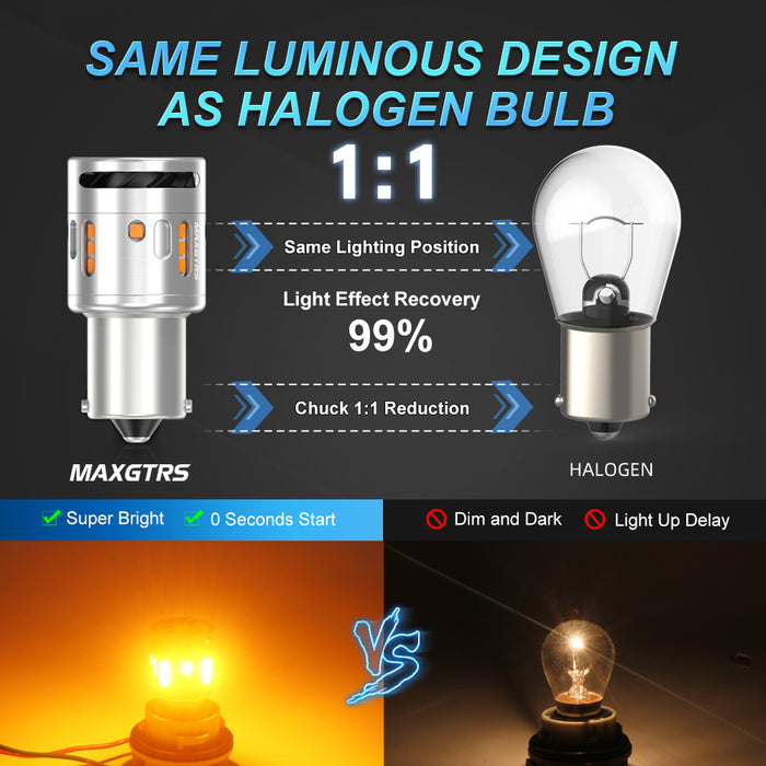 2x Soft Light P21W BA15S LED CANBUS Turn Signal Lamp 1156 BAU15S PY21W T20 7440 LED Replacement Bulb No Hyper Flash Car Indicator Lights