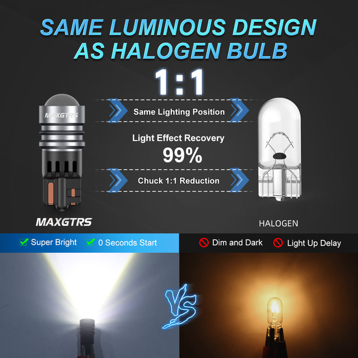 2× W5W XBD 2 SMD Car T10 LED Bulb 194 168 Wedge Replacement Reverse Instrument Panel Lamp White Bulbs For Clearance Lights