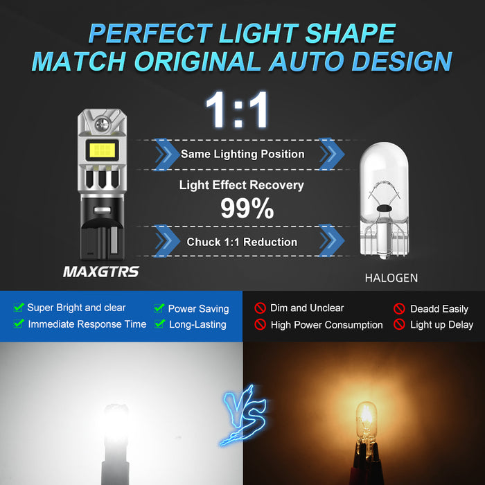 2xT10 LED W5W 5W Car Side Interior lights 12V Super Bright Bulb 5530 Chips 194 168 Auto White 6000K Parking Marker Dome Lamps