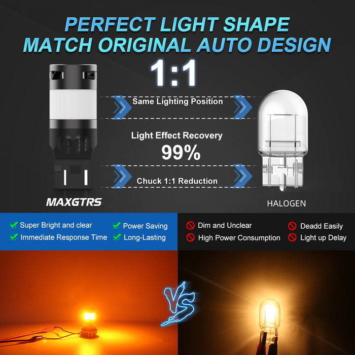 2× T20 WY21W 7440 Bau15s PY21W Amber Yellow 1156 BA15S P21W Canbus LED Turn Signal Light Bulb Anti Hyper Flash Indicator Lamp