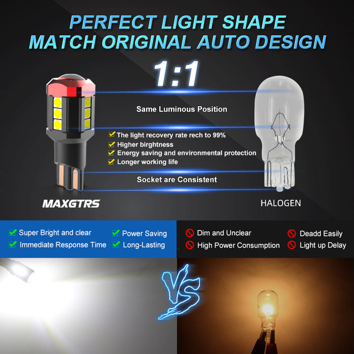 LED Car Lights Bulb  MAXGTRS - 2× T15 W16W 921 912 LED Bulbs Canbus Error  Free Backup Light Reverse lamp with LENS — maxgtrs