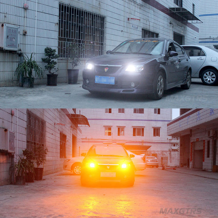 2× Dual Color BA15S S25 1156 7440 W21W 12SMD Cree Chip LED Bulbs Error Free Canbus Front Turn Signal DRL