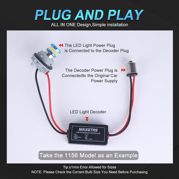 2× Caubus Resistor 1156 P21W PY21W T20 7440 7443 3157 LED Turn Signal Day reverse Brake Fog lights Load Error Free No Flickering Decoder