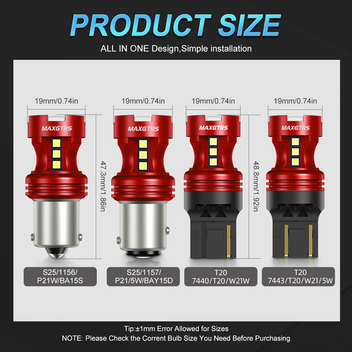 2x Strobe P21W BA15S 1156 7440 7443 LED Light Bulb T20 7506 BAY15D 1157 P21/5W LED Bulbs DRL Car Parking Brake Tail Lights