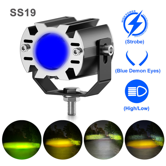 20W Super Bright Tri-model Motorcycle LED Headlight Mini Projector Lens Car ATV Driving Foglight Auxiliary Scooter Strobe Spotlight