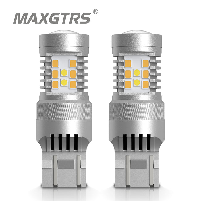 2× 1157 BAY15D T25 3157 T20 7443 White Amber Dual Color Switchback LED DRL Turn Signal Light Bulbs
